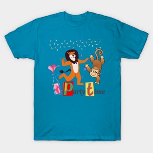 Party Time - Lion - Monkey T-Shirt